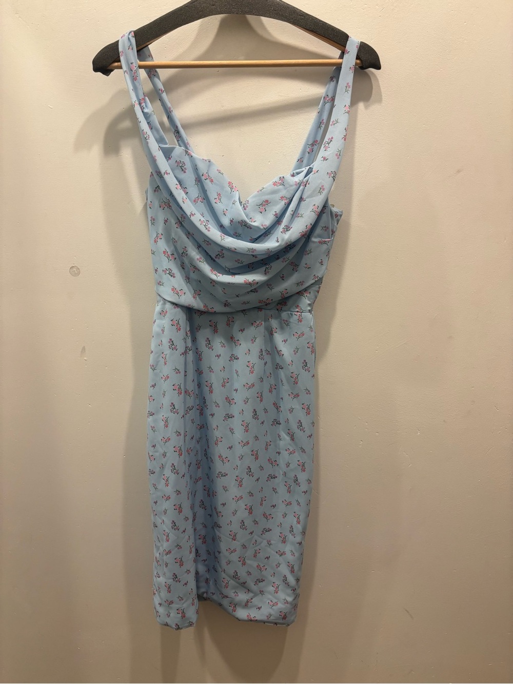 House of CB Light Blue Floral Cowl Midi Dress